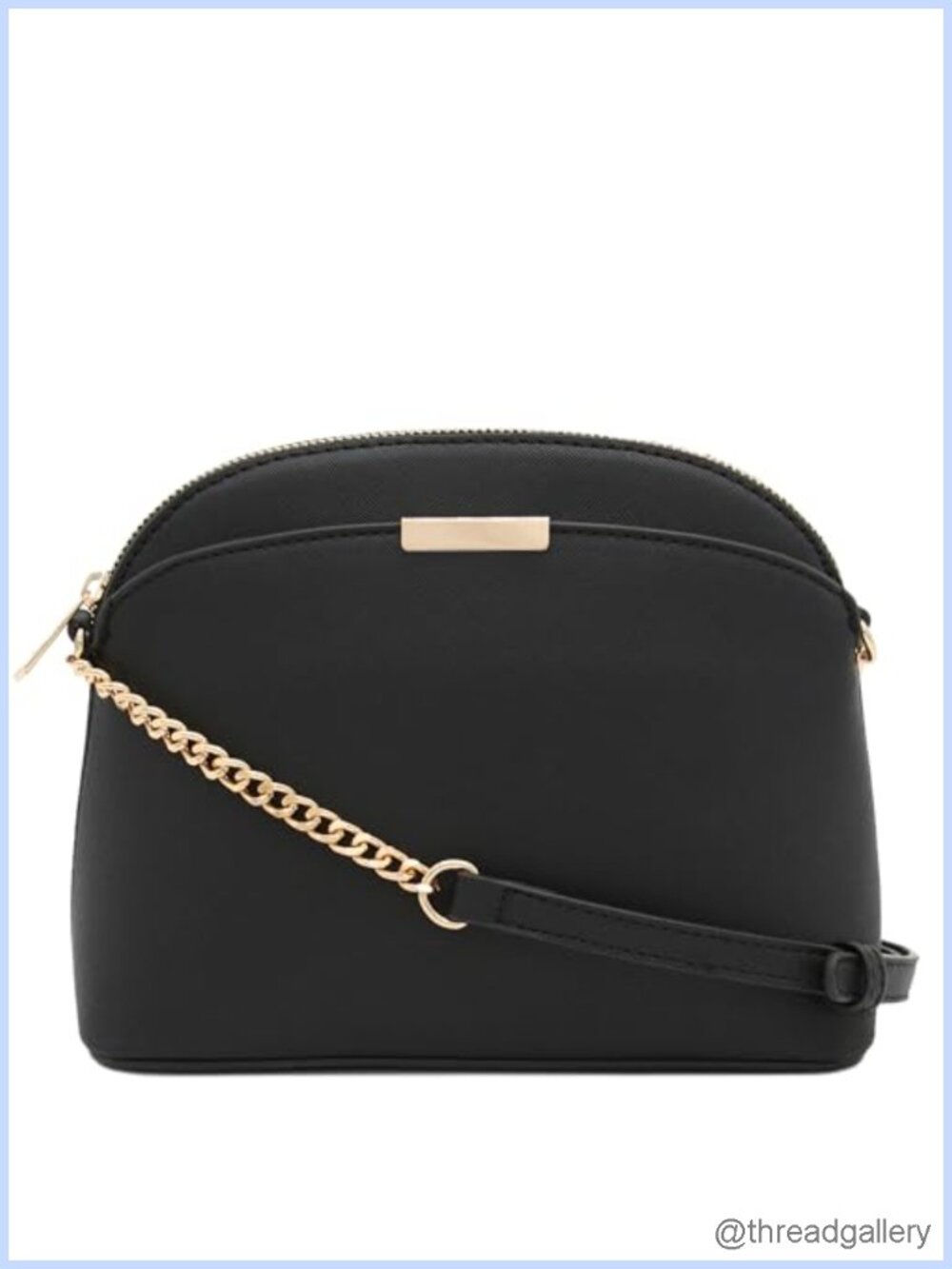 Faux Leather Dome Crossbody Bag Adjustable Chain Strap